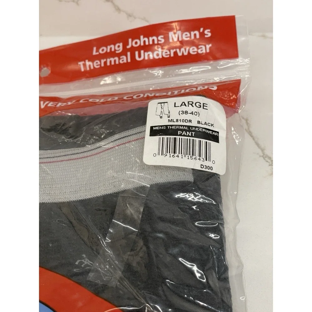 Field N' Forest Long John Pants Men Large‎ Thermal Underwear Black Waffle New